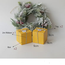 Load image into Gallery viewer, Set of 2 Party Gift Boxes with Ribbon and Tag Favor Boxes Peace and Joy Holiday Box Christmas Present Gifts Box Party Supplies