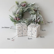 Load image into Gallery viewer, Set of 2 Party Gift Boxes with Ribbon and Tag Favor Boxes Peace and Joy Holiday Box Christmas Present Gifts Box Party Supplies