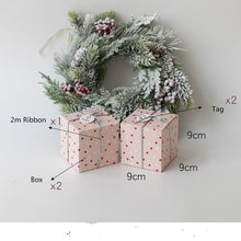 Load image into Gallery viewer, Set of 2 Party Gift Boxes with Ribbon and Tag Favor Boxes Peace and Joy Holiday Box Christmas Present Gifts Box Party Supplies