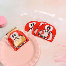 Load image into Gallery viewer, 100pcs Cute Big Teech Mouth Monster Plastic Bag Wedding Birthday Cookie Candy Gift Packaging Bags OPP Self Adhesive Party Favors