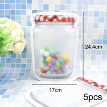 Load image into Gallery viewer, 5pcs/lot Convenient PE Mason Bottles Bags Nuts Cookies Candy Snacks Sealed Plastic Bag Home Decoration Storage Supplies